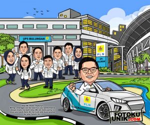 karikatur tema perpisahan pegawai PLN